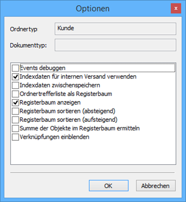 Folder type settings – Options